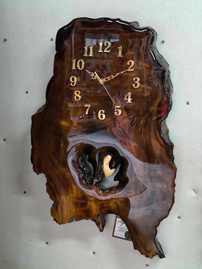 NZ Swamp Kauri Pendulum Wall Clock Large GG31