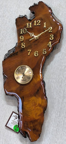 Swamp Kauri Wall Clock with Temperature Gauge II51