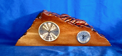 NZ Swamp Kauri Mantle Clock with Themometer DD72