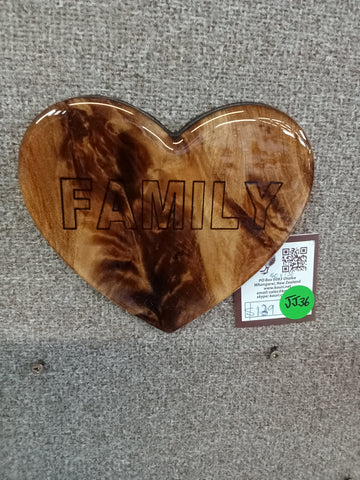 Ancient Kauri Heart with Family engraved