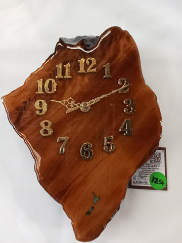 Ancient Swamp Kauri wall clock  with Paua New Zealand map insert KA54