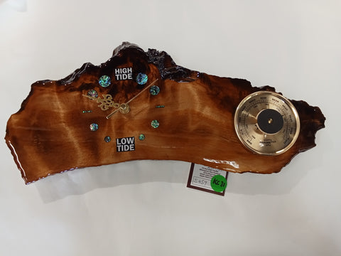 Tide clock with Barometer made of Ancient Swamp Kauri KC31